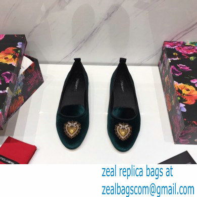 Dolce  &  Gabbana Velvet Devotion Loafers Slippers Dark Green 2021